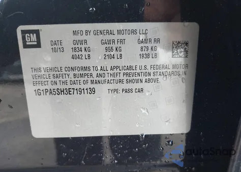 2014 Chevrolet Cruze Ls Auto from USA, damaged, VIN 1G1PA5SH3E7191139